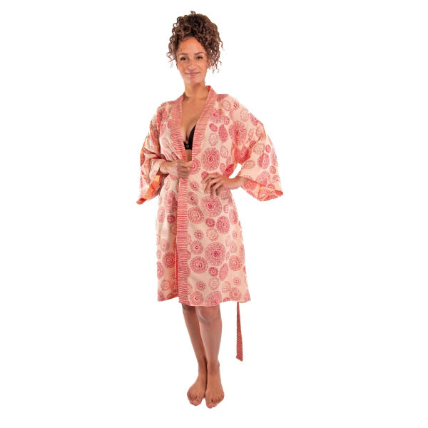 Peignoir kimono court Balyy Batik-Short Aztec Red