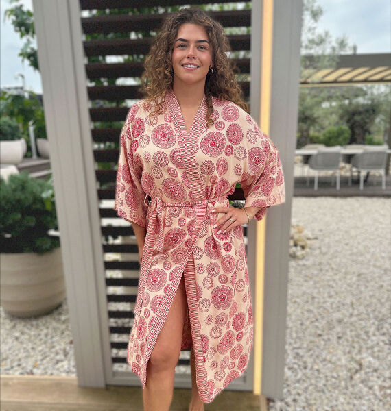 Badjas kimono lang Balyy Batik Aztec Red