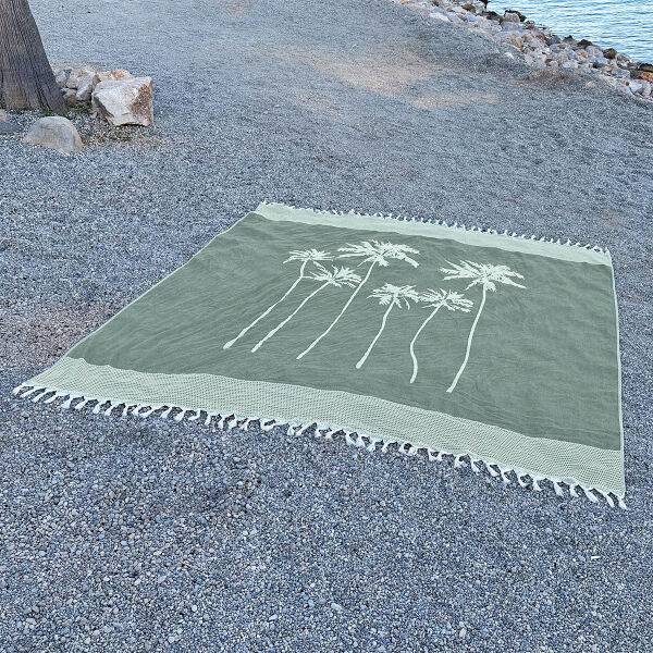 Hamamtuch Six Palms Chive Green
