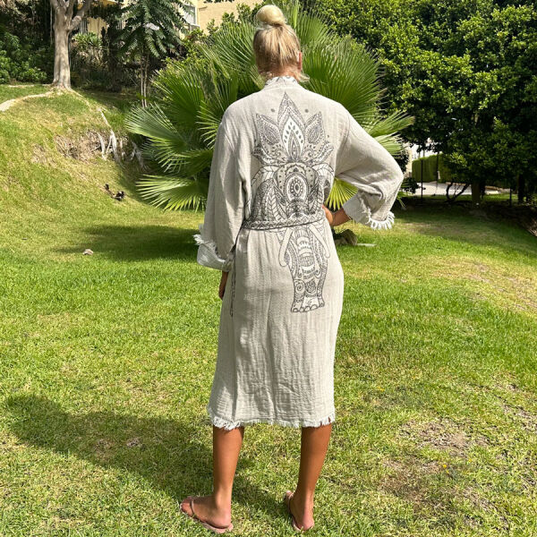 Bathrobe hammam women Elephant Beige
