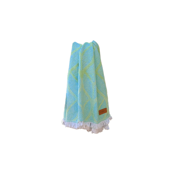 Hamamdoek Botanic Art Turquoise - Lemon