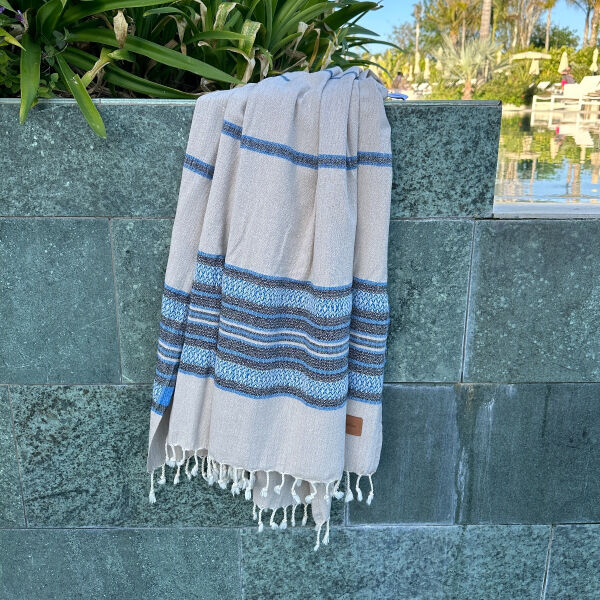 Fouta Coconut  Beige - Blue