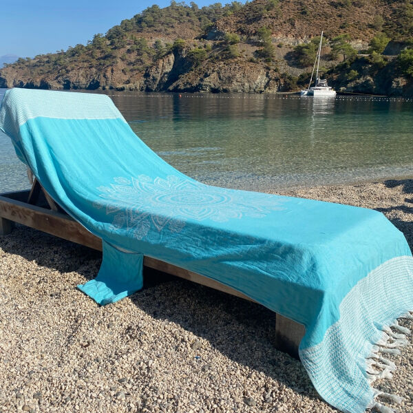 Beachbed Cover Boho Peacock Blue