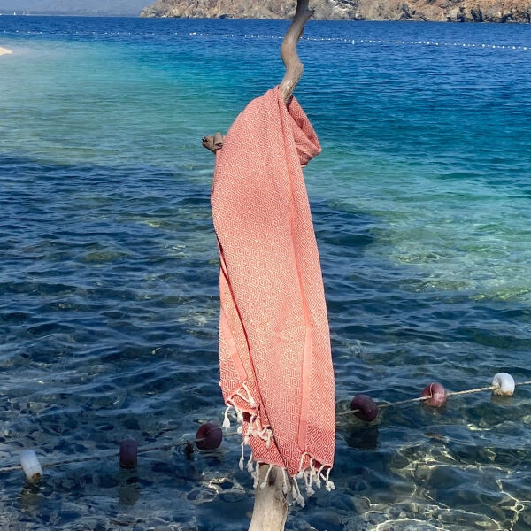 Hamamdoek Double Diamond Orange - Peach