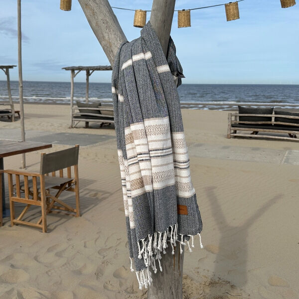 Hamamdoek Sea Me Black-Beige