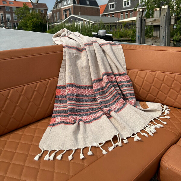 Hamamdoek Coconut  Beige - Orange