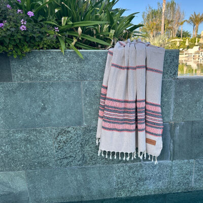 Hamamdoek Coconut  Beige - Orange