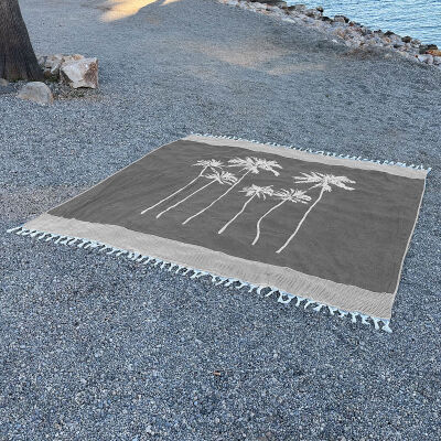 Hamamtuch Six Palms Black Beauty