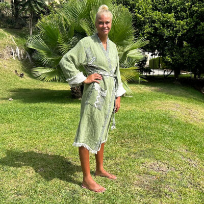 Bathrobe hammam women Elephant Green