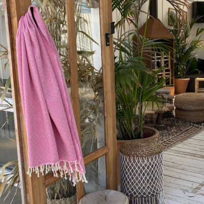Fouta Double Diamond Raspberry - Sorbet