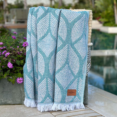 Hamamtuch Botanic Art Petrol-Taupe