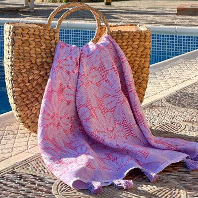 Fouta Daisy Lilac - Fuchsia