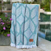 Hammamtowel Botanic Art Petrol Taupe