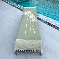 Hamamdoek, Hamamtuch, Hammam towel, Fouta, Serviette de Hammam Three palms Chive Green